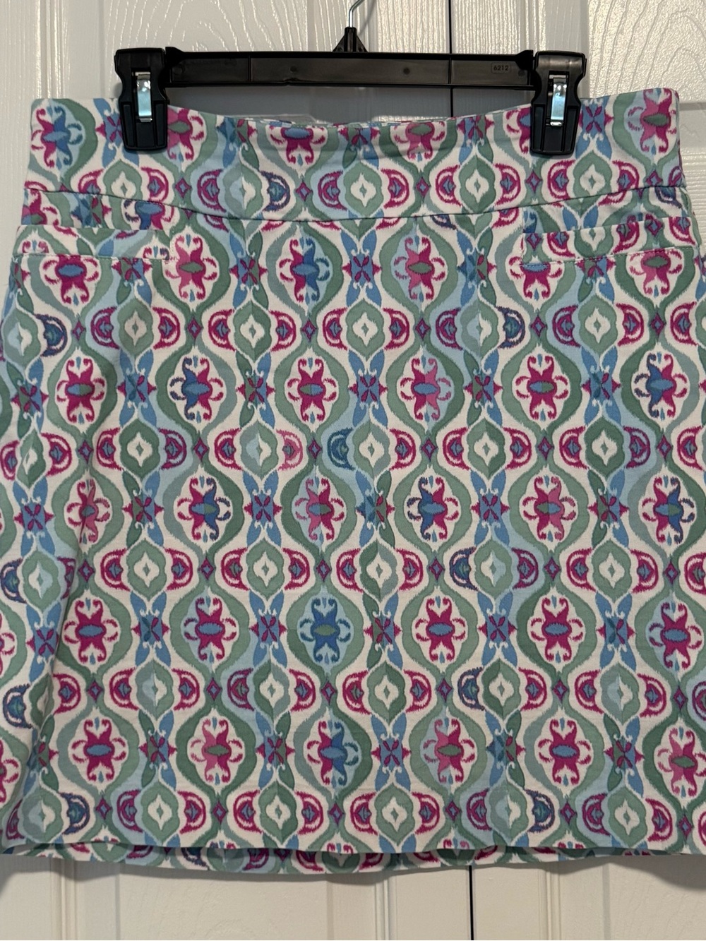 Kim Rogers Pink Blue Green Patterned A-Line Skort